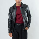 Genuine Leather Collar Jacket - Black ART.1102 