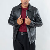 Genuine Leather Collar Jacket - Black ART.1102 