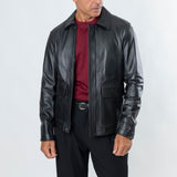 Genuine Leather Collar Jacket - Black ART.1102 